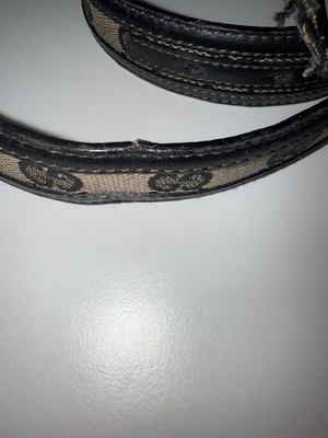 GUCCI GG Blue Canvas Leather Vintage Made in Italy Belt Only  display picture 2