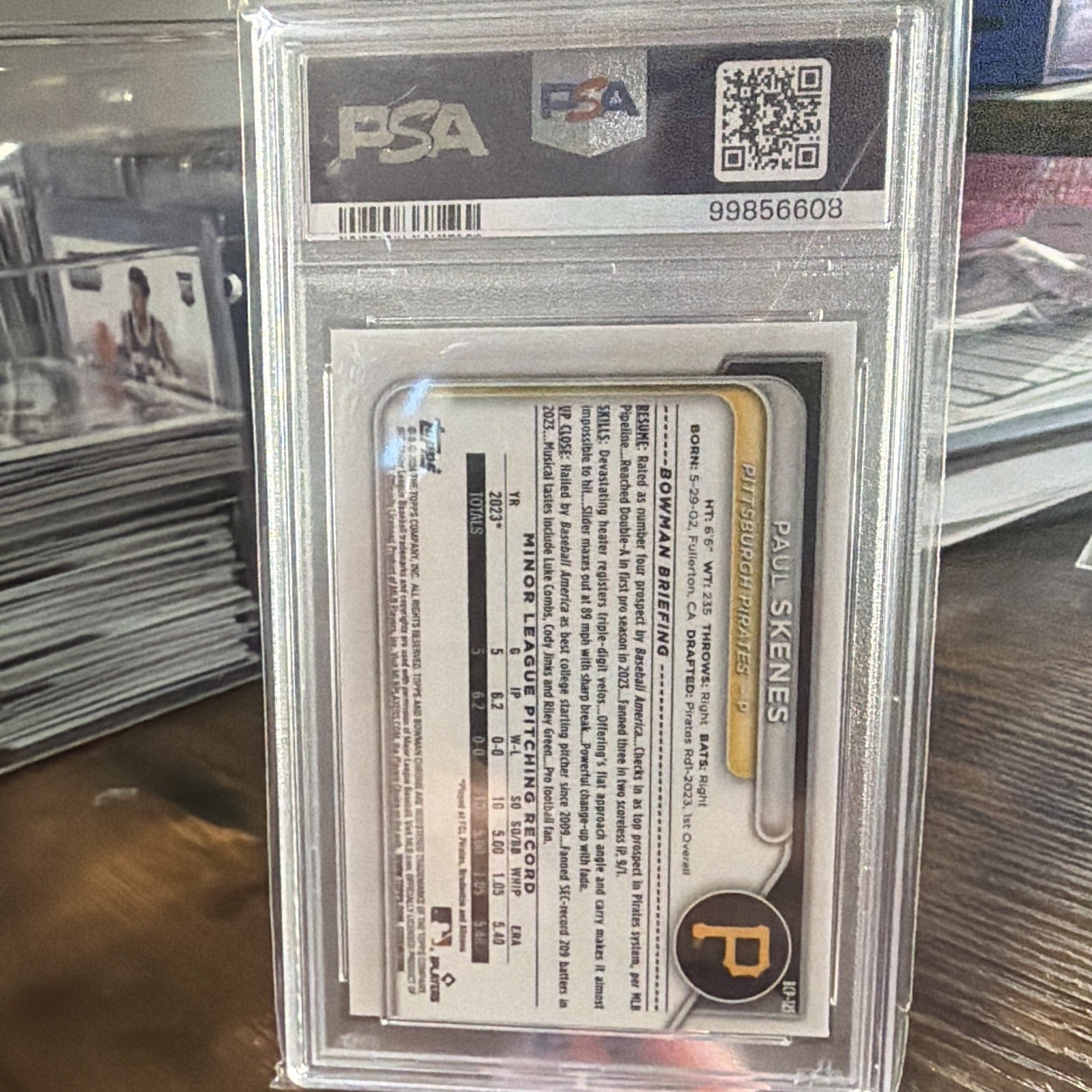 Bowman 2024 Mega Box Paul Skenes Chrome Prospects #125 PSA 9 Pirates view 4