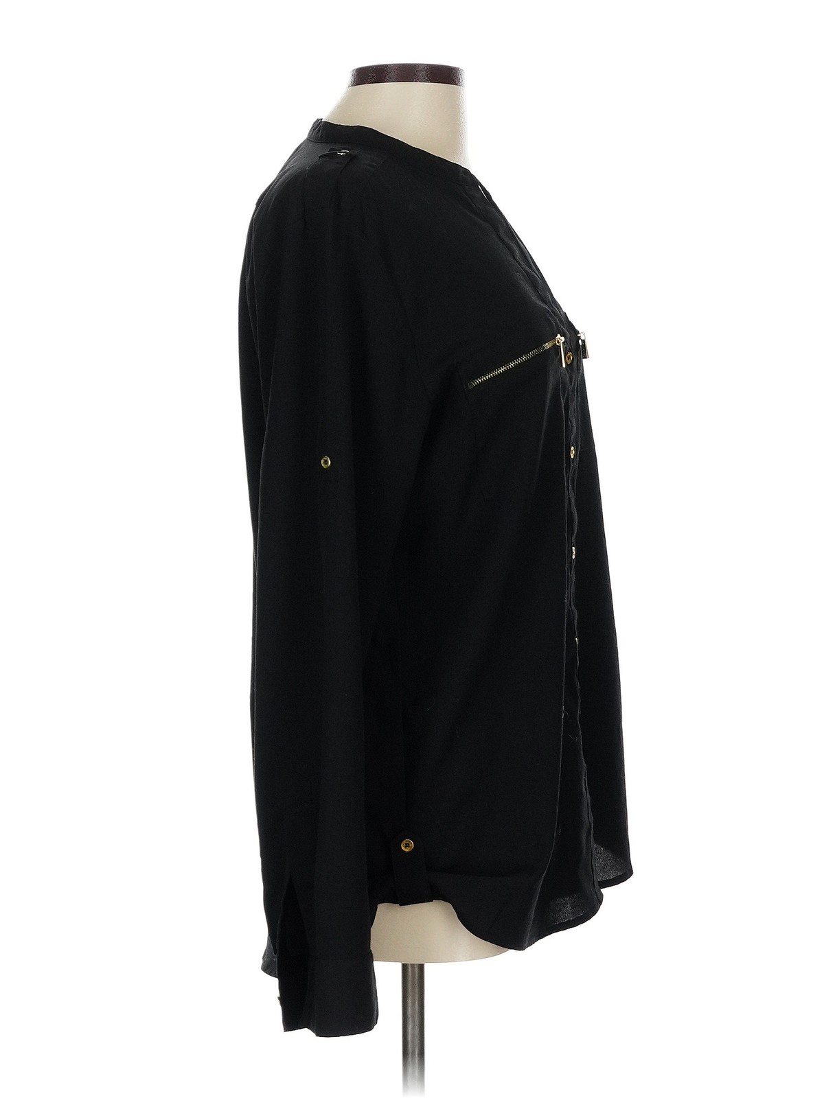 Calvin Klein Women Black Long Sleeve Blouse L thumbnail 3