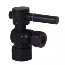 Westbrass R103BL 1/2 IPS x 3/8 Compression Angle Stop Matte Black