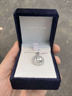 Contessa Di Capri Sterling Silver Teardrop Necklace Pendant w/ 18'' Chain D6
