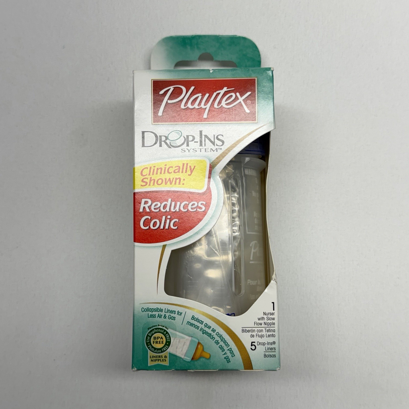 2005 Playtex  Drop-Ins Dark Blue Nurser Bottle with Slow Flo