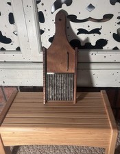 Vintage Wooden Slicer with Metal Blades, Brow...