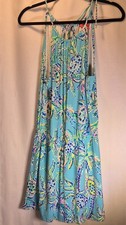 Lilly Pulitzer Gianni Skort Romper Small Bermuda Blue Turtle Print Stretch