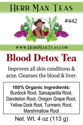 BLOOD DETOX TEA- For all skin conditions, liver detox by Master Herbalist 4oz