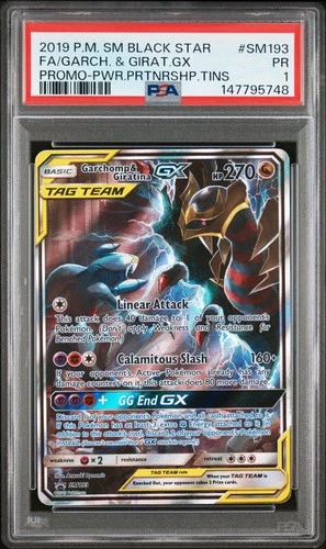 2019 POKEMON SM BLACK STAR PROMO #SM193 FULL ART/GARCHOMP & GIRATINA GX PSA 1