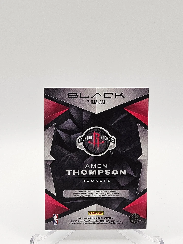 2023-24 Panini Black RPA Amen Thompson #RJA-AM (RC) Ruby /15 * - Image 2 of 2
