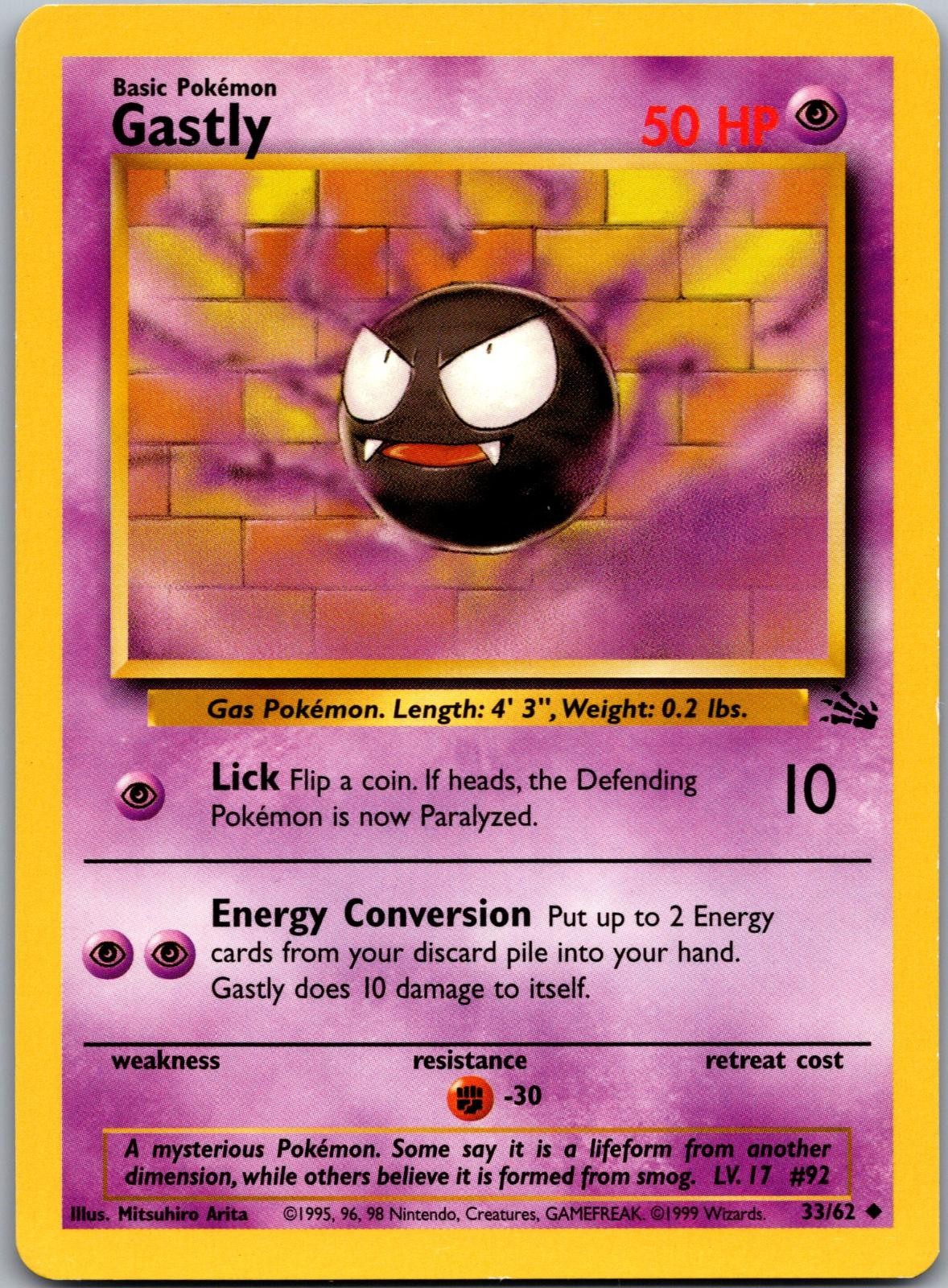 Gastly 33/62 Uncommon Fossil Pokemon Near Mint