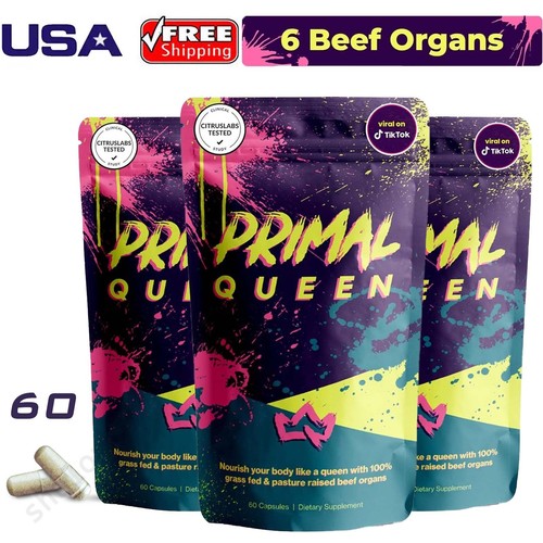Primal Queen Integratore Equilibrio Ormonale Organo Manzo Alimentato con Erba per Donna 60 Capsule