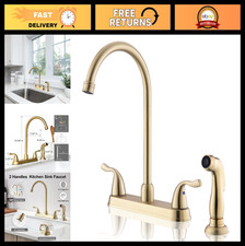 Gold Kitchen Faucet with Side Sprayer - 360  Rotating, High Arch, 3/4 Hole Sink