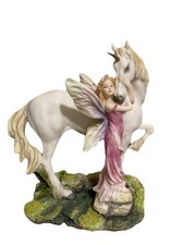2001 Veronese Fairy And Unicorn Resin Figurine Decorative Ornament