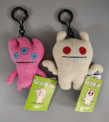 VTG Uglydoll Little Uglys PICKSEY & TRAY Plush Keychain Lot Set BOTH WITH TAGS