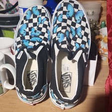 VANS Classic Slip-On Butterfly Checkered Canvas Shoes Women's US 6.5