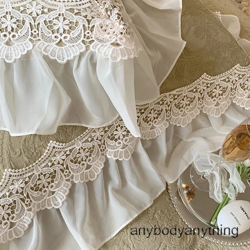 Lace Ruffles Velvet Bedding Set Warm Duvet Cover Bed Sheet Pillowcase Bedclothes Foto 3 de 4