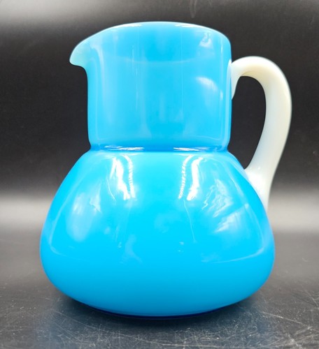 1960s Erik Hoglund Boda Sweden Blue And White Glass Pitcher Jug - Picture 2 of 13