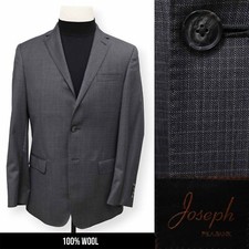 JOSEPH JOS A BANK mens gray grid 100 WOOL sport coat suit jacket blazer 38 39 R