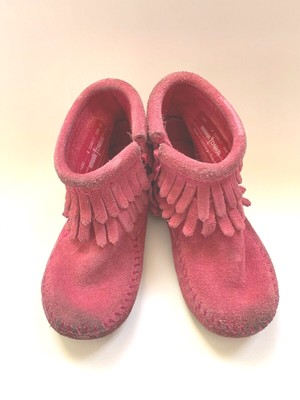 hot pink fringe booties