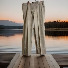 CHAPS MEN'S CLASSIC STRAIGHT FLAT FRONT COTTON HUDSON TAN PANTS SIZE 34X34 NWT