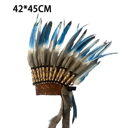 American Chief Indian Native Hat Adults Unisex Artificial Feather Headdress for - Picture 6 of 7
