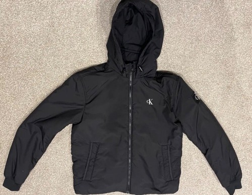 BNWT Men’s CALVIN KLEIN Jeans ‘Harrington’ Black Hooded coat / Jacket. Sz Small - Picture 3 of 13