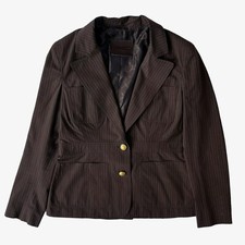 Vintage Y2k Women's Bally Brown Pinstripe Blazer, Designer Suit Retro 90s