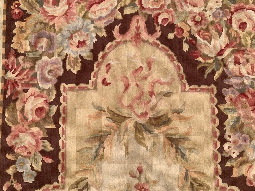 Vintage French Style Aubusson Rug Needlepoint Chain stitch Rug 3x5 ft Free Ship - Picture 4 of 12