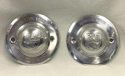 Vintage Center Line Wheel Cap Caps Lot of 2 Two Polished Aluminum 7 Inch