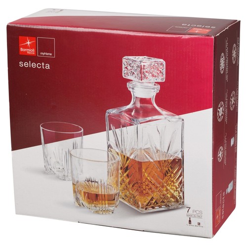Bormioli Rocco Whiskey Decanter & 6 Glasses Tumblers Wedding Xmas Gift Boxed Set - Picture 19 of 27