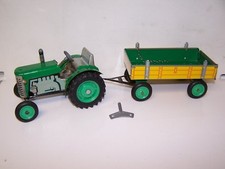 KOVAP Kovodruzstvo Nachod 1:25 ZETOR TRACTOR TRAILER Tin Wind-Up Green WORKS