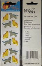 12 Packages of Fuzzy Cat Stickers, "Great 7" Sticker Designs, PFZ0203