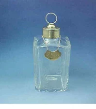 PARIS PUIFORCAT WHISKY DECANTER STOPPER LABEL FRENCH SILVER GILT & CRYSTAL c1900