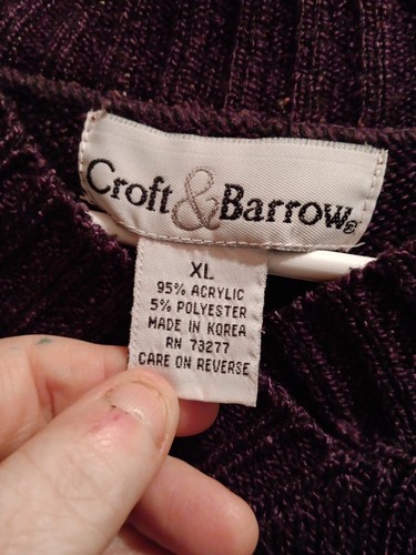 Croft & Barrow Sweater Womans Size 2X Purple Long Sleeve V Neck Pullover Winter - Picture 4 of 9