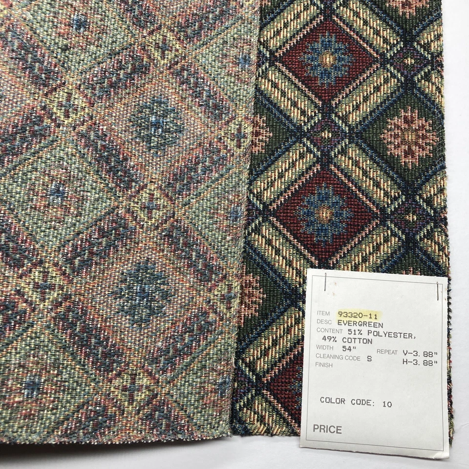 Decorative Fabrics Upholstery Sample 16" Square Poly Cotton Evergreen Floral - Image 2 of 4