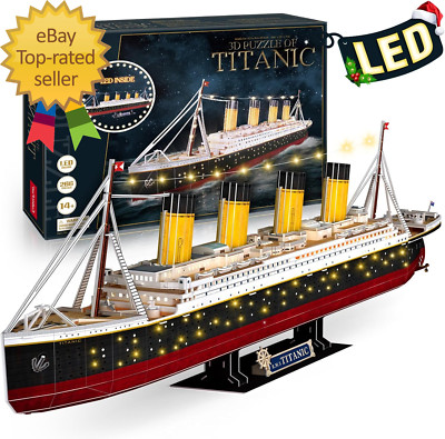3D Puzzles for Adults  LED Titanic 35'' Large Ship New Home Desk Decor 
