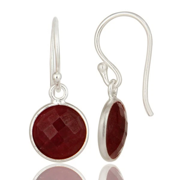 Natural Ruby Corundum Gemstone Drop Purplish Red Earrings 925 Sterling Silver - Image 2 of 4