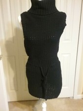 Apostrophe Womens M Sweater Dress Sleeveless Turtleneck Black