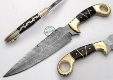 11,50 Zoll ma&szlig;geschneidertes sch&ouml;nes Jagdmesser aus Damaststahl (1065-3)