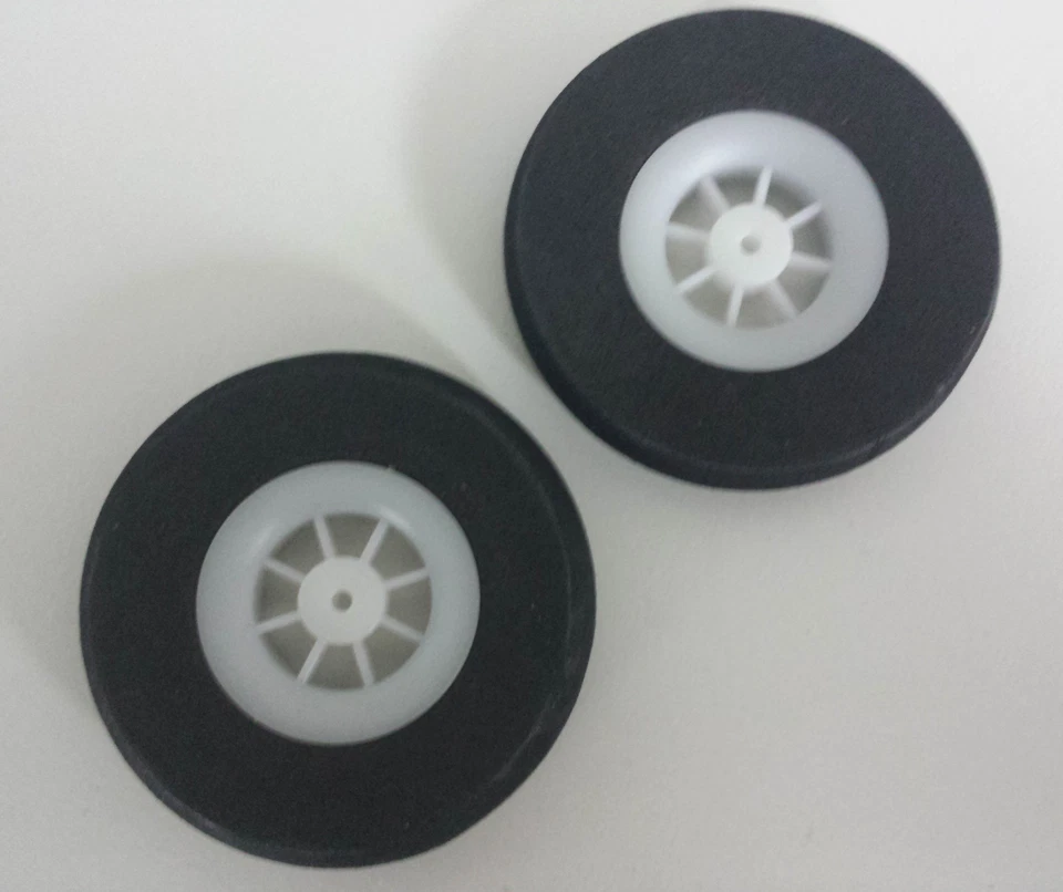 Sehr leichte Slowfly Räder, Leichtschaumräder schwarz, Moosgummireifen ø50mm ø2 - Bild 3 von 4