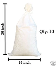 Sandbags - 10 White 14" x 26" - Sandbag Sand Bags Bag Poly by Sandbaggy