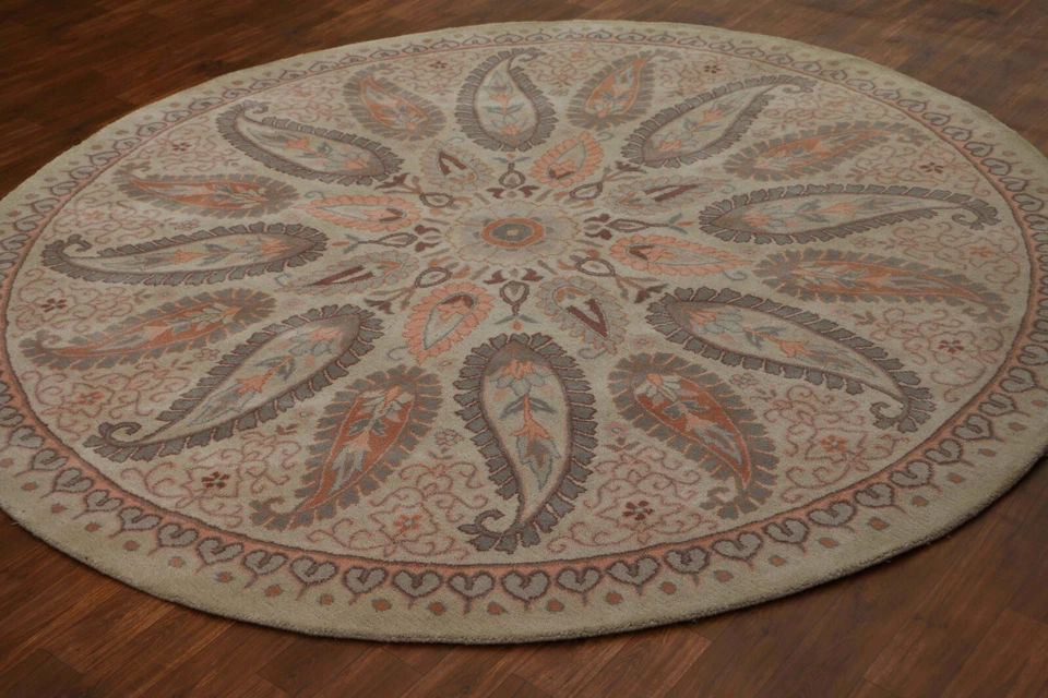 Nuevas alfombras de lana mersey color beige estilo parsiano hechas a mano acolchadas 100 % Foto 3 de 4