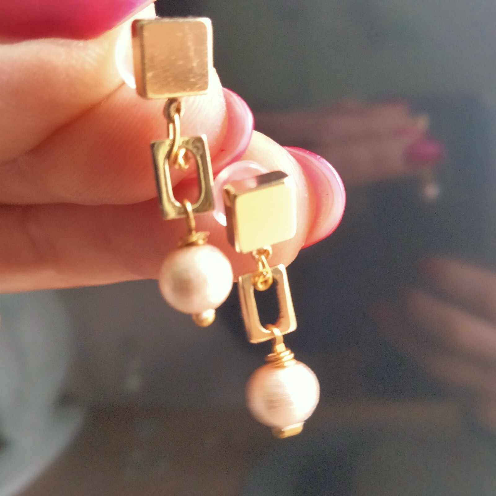 Stud Earrings Square Gold Plated-image