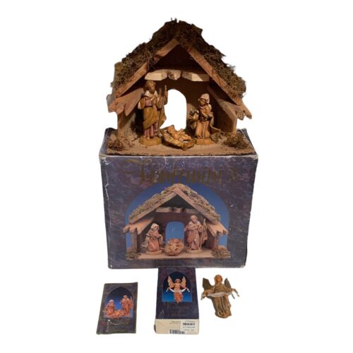 Fontanini Heirloom Nativity Set Wood Stable Mary Joseph Baby Jesus & Angel 54523 - Picture 1 of 12