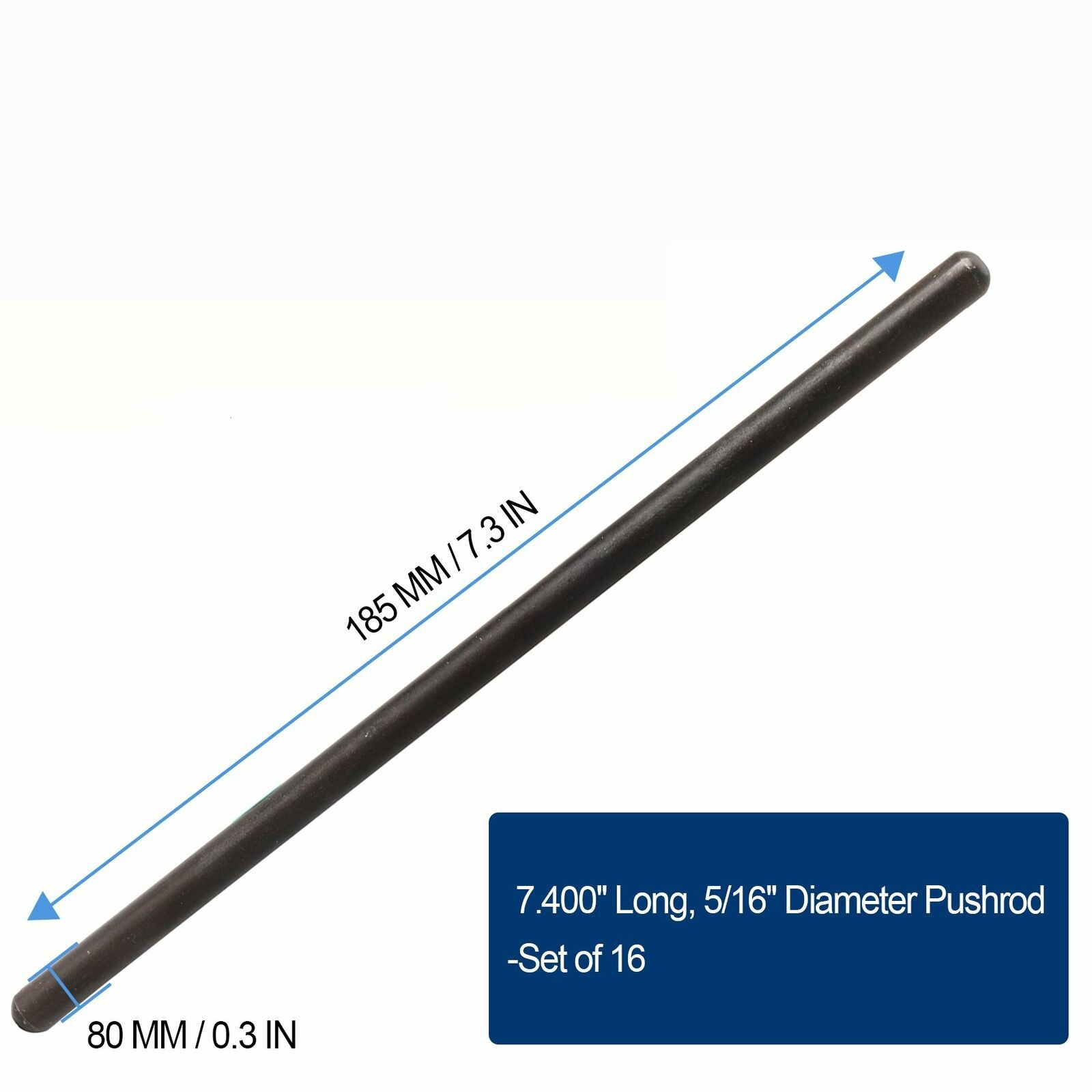 16xLS 5/16" Hardened 7.400" Chrome Pushrods For GM LS1 LS2 LS3 LS6 4.8L