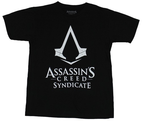 Assassin's Creed Syndicate Mens T-Shirt - Simple Trident Logo Over Name - 第 1/1 張圖片
