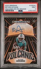 2023 Panini Obsidian Volcanic Signatures #VS-DAC De'Von Achane Orange #/49 PSA 9