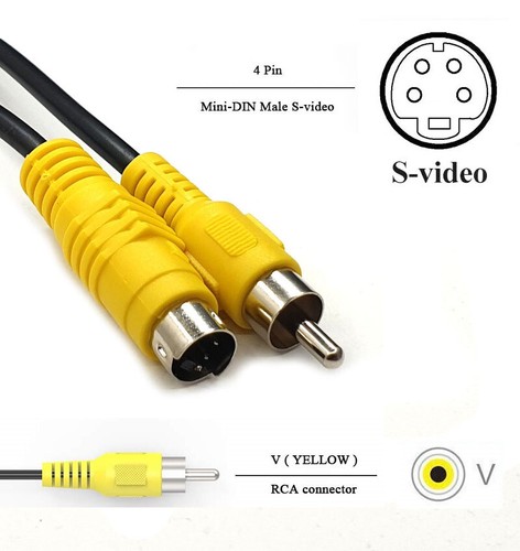 S-VIDEO to RCA Cable 4-PIN Male 1.5m M/M Cord For VCD DVD SVHS S-VHS Player TV - Picture 2 of 3