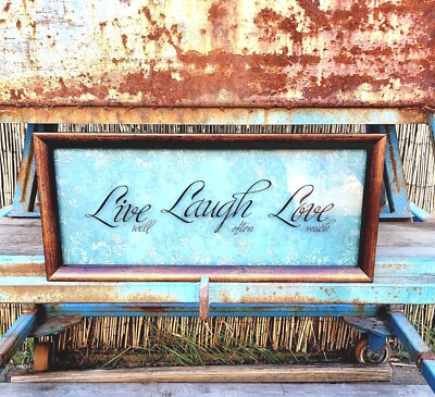 Vintage 'Live Well, Laugh Often and Love Much' Quote Framed Sign Wall Vibes 1994