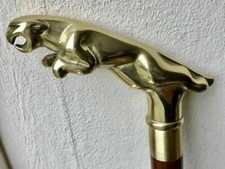Brass Vintage Brass JAGUAR Head Handle Walking Cane Stick handmade Solid Gift