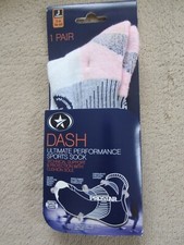 Dash Ultimate Performance Sports Socks size uk3-6 eu36-40 Grey/Pink/White UK