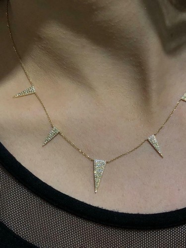 14k Oro Amarillo Micro Pavé Original Diamantes Pua Diseño Gargantilla 16" L - Imagen 5 de 12